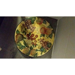 13 1/4" Chop Plate Earthenware Lang & Wise Fruitful Bounty 2002 Susan Winget